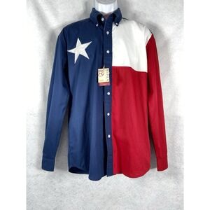 Roper Shirt Mens Small Red Blue Button Up Western Cowboy Rodeo Texas Flag New